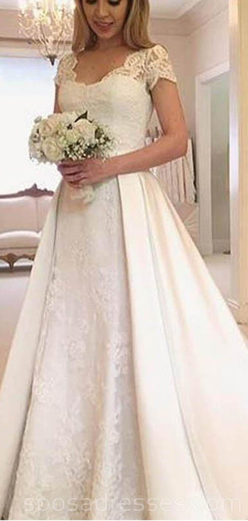 Princess Short Sleeves Lace Cheap Wedding Dresses Online, Cheap Bridal Dresses, WD524