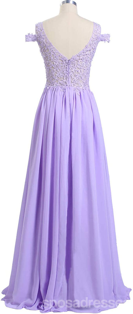 Side Slit Blue Chiffon Cheap Bridesmaid Dresses Online,WG757