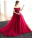 Off Shoulder Red Lace Beaded A-line Long Evening Prom Dresses, Cheap Sweet 16 Dresses, 18409