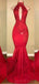 Sexy Backless Red Halter Mermaid Long Prom Dresses, Sweet 16 Prom Dresses, 12353