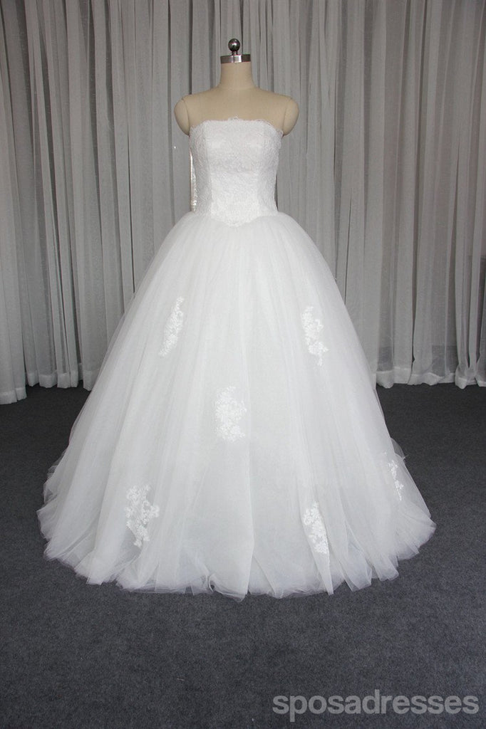 Trägerlos Ein Linientüll Hochzeitskleider, Kundenspezifisches Gemachtes Langes Hochzeitsabendkleid, Preiswerte Hochzeitsabendkleider, WD200