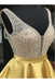 Gold V Neck Beaded Short Homecoming Dresses Online, Cheap Short Prom Dresses, CM838