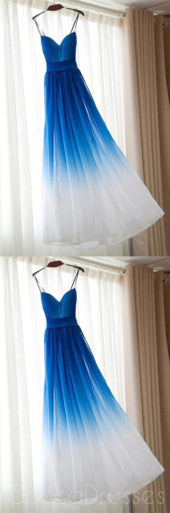 Ombre Azul de Gasa con Escote de corazón de Noche Largos vestidos de fiesta, Vestidos Popular Barato en el Largo Personalizada de Fiesta vestidos de fiesta, Vestidos 17314