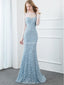 Long Sleeves Tiffany Blue Mermaid Evening Prom Dresses, Evening Party Prom Dresses, 12287