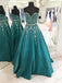 Sweetheart A-line delicado rebordear verde largo vestidos de baile de noche, 17544