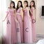 Pink Lace Tulle Long Bridesmaid Dresses, Cheap Bridesmaid Dresses, BD002