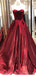 Querida vermelho escuro A linha barato longo Evening Prom Dresses, Evening Party Prom Dresses, 18621