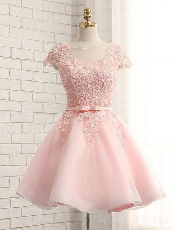 Manga Rosa do Laço Frisado de Tule Curto Vestidos de Regresso a casa, Baratos Vestidos de Regresso a casa, CM368