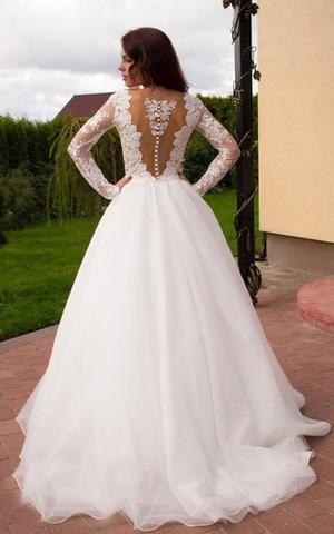 Voir à travers les robes de mariée de mariage sur mesure en dentelle à manches longues, WD284