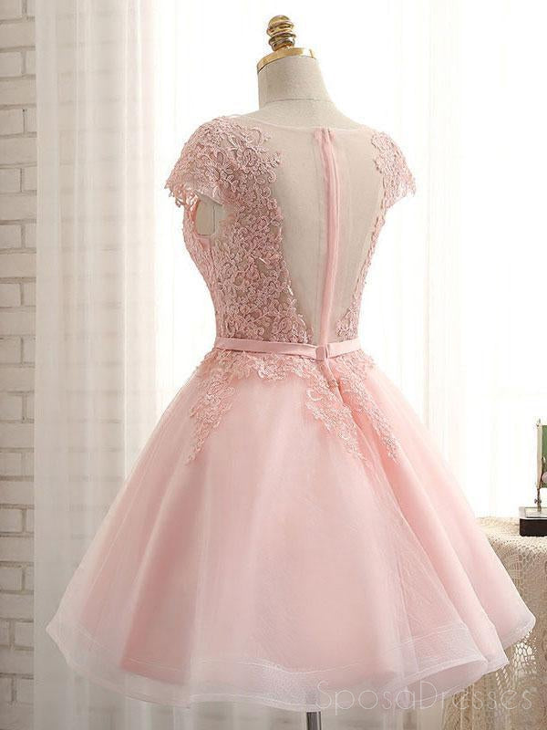 Manga Rosa do Laço Frisado de Tule Curto Vestidos de Regresso a casa, Baratos Vestidos de Regresso a casa, CM368