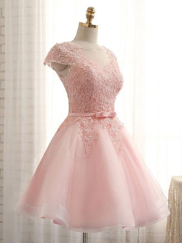 Manga Rosa do Laço Frisado de Tule Curto Vestidos de Regresso a casa, Baratos Vestidos de Regresso a casa, CM368