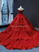 Off Shoulder Red Lace Long Evening Prom Dresses, Evening Party Prom Dresses, 12250