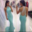 High Neck Tiffany Blau Sexy Open Back Meerjungfrau Lang Party Abendkleid, 2017 Billig Prom Kleider,PD0030