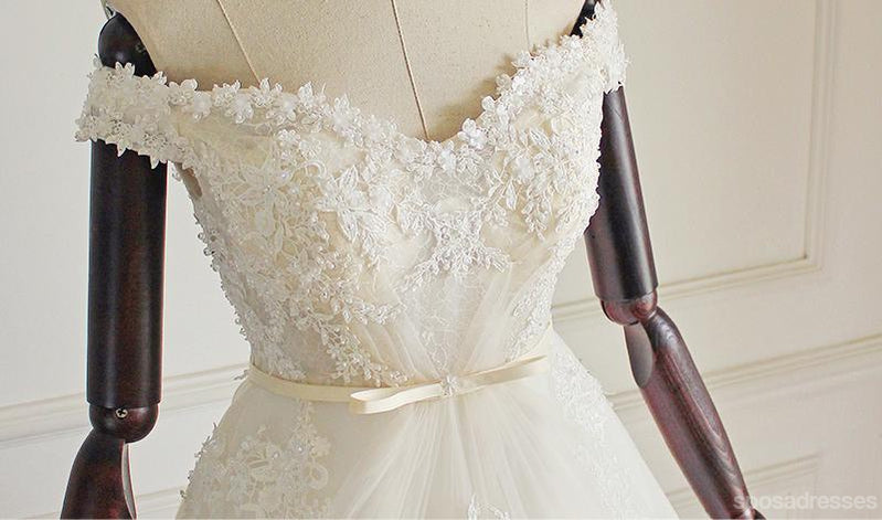 Unique Off Shoulder Lace A line Wedding Bridal Dresses, Custom Made Wedding Dresses, Affordable Wedding Bridal Gowns, WD260