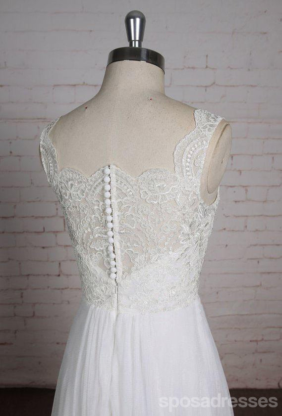 Lace Straps Veja Através De Lace A-line Vestidos Baratos Para Casamento, WD399