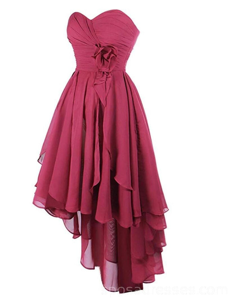 Dark Red High Low Chiffon Cheap Homecoming Vestidos on-line, vestidos baratos de baile curto, CM759