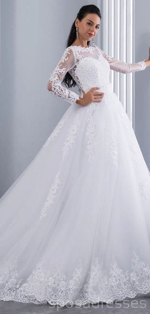 Mangas compridas Destacável de Renda Baratos Vestidos de Casamento On-line, Baratos Vestidos de Noiva, WD498