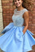 Open Blue Cap Sleeve Soop Short Cheap Homecoming Dresses en ligne, CM564