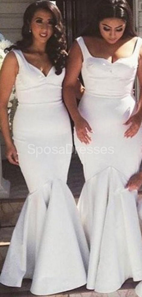 Straps Off White Mermaid Long Bridesmaid Dresses Online, Cheap Dresses, WG709