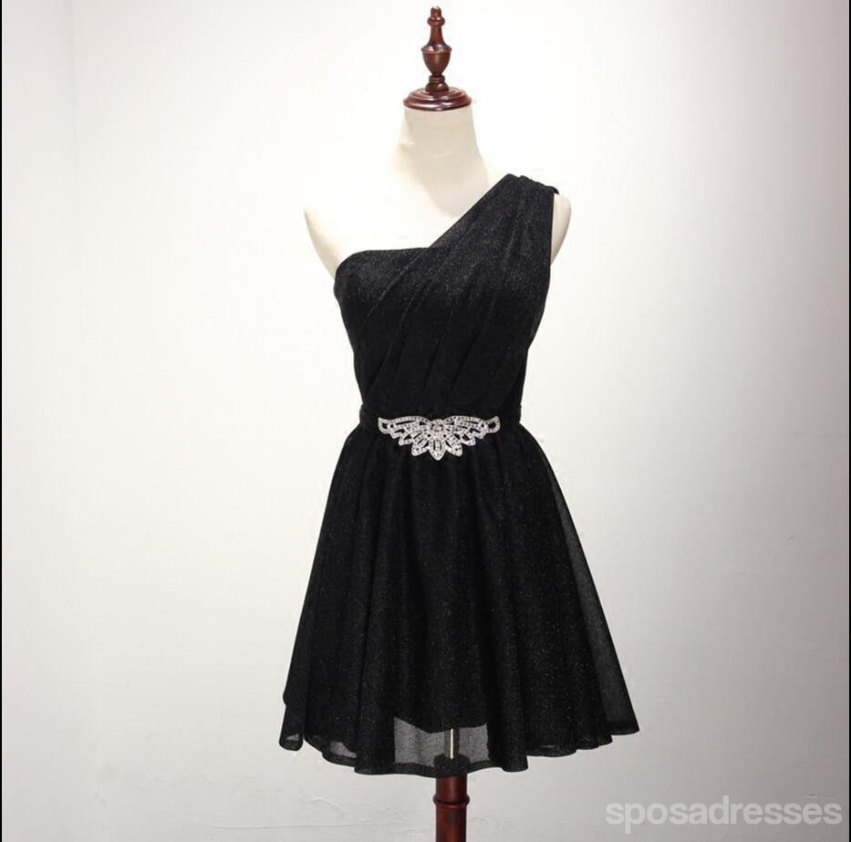 Vestidos de fiesta negros de regreso al hogar de un hombro, vestidos de fiesta cortos asequibles con corsé corto de fiesta, vestidos de fiesta perfectos, CM230