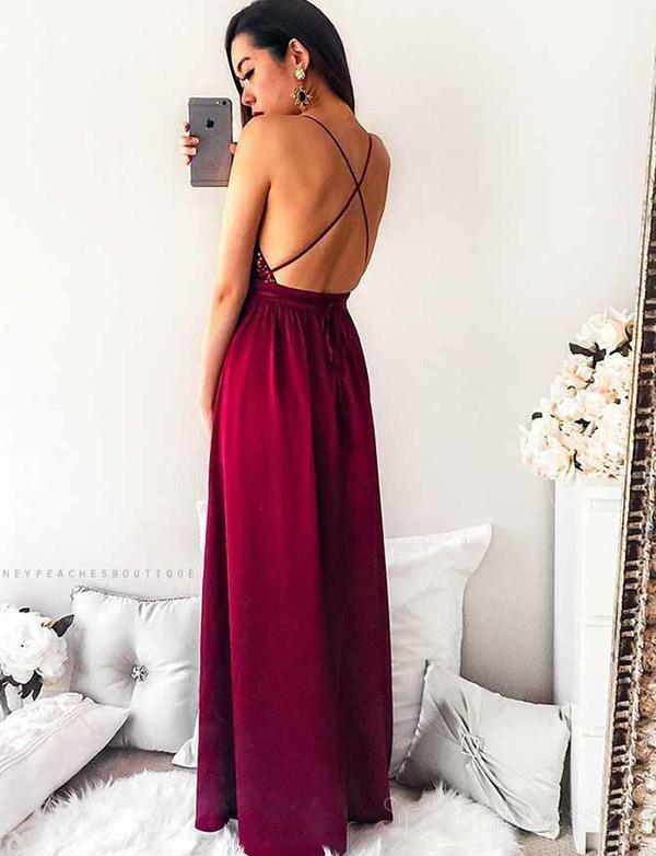 Sexy Backless Sequin Dark Red Cheap Long Evening Prom Dresses, Cheap Sweet 16 Vestidos, 18361