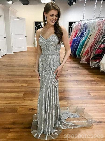 Heavily Beaded Mermaid Rhinestone Long Evening Prom Dresses, Party Custom Prom Dresses, 18638