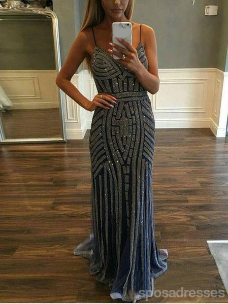 Heavily Beaded Mermaid Rhinestone Long Evening Prom Dresses, Party Custom Prom Dresses, 18638