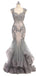 Cap Sleeves Lace Beaded Grey Mermaid Long Evening Prom Dresses, Cheap Sweet 16 Dresses, 18363