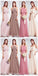 Simples comprimento do piso chiffon incompatível simples vestidos de dama de honra baratos on-line, WG522