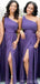 One Shoulder Purple Long Cheap Bridesmaid Dresses Online, WG788