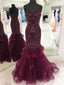 Sweetheart Beading Delicado Roxo Sereia Longa Noite Vestidos de Baile, 17374