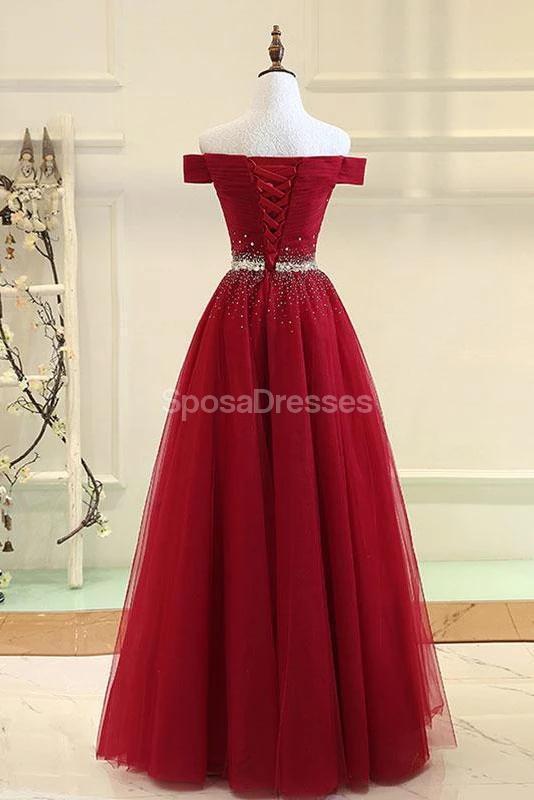 Off Schulter Strass Perlen Rot Lange Abend Prom Kleider, Abend Party Prom Kleider, 12317