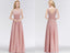 Lace Blush Pink Floor Length Mismatched Chiffon Bridesmaid Dresses Online, WG543