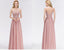 Lace Blush Pink Floor Length Mismatched Chiffon Bridesmaid Dresses Online, WG543