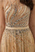 Cowl See Through Gold Beaded A-line Evening Prom Vestidos, Fiesta Vespertina De Fiesta De Graduación, 12093