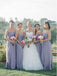 Simple Strapless Cheap Sweetheart Chiffon Custom Long Bridesmaid Dresses, WG237