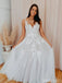 V Neck Lace A-line Cheap Wedding Dresses, Cheap Wedding Gown, WD703