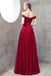 Off Shoulder Red Cheap Long Evening Prom Dresses, Cheap Custom Party Prom Dresses, 18583