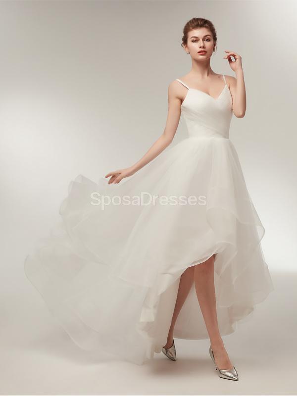 Spahgetti Straps High Low Simple Cheap Wedding Dresses Online, Cheap Bridal Dresses, WD565