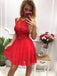 Halter vermelho escuro Applique Chiffon curto Homecoming vestidos baratos on-line, CM816