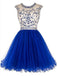 Sexy open back Royal Blue Short Tulle baile de Finalistas Vestidos, CM0008