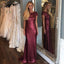 Short Sleeve Dark Red Sequin Long Bridesmaid Dresses, BD106