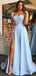 Cap Sleeves Side Slit Blue Sweetheart Long Evening Prom Dresses, moins cher 16 Dresses, 18382