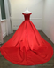 Off Shoulder Bright Red Long Evening Prom Dresses, Cheap Custom Sweet 16 Vestidos, 18515