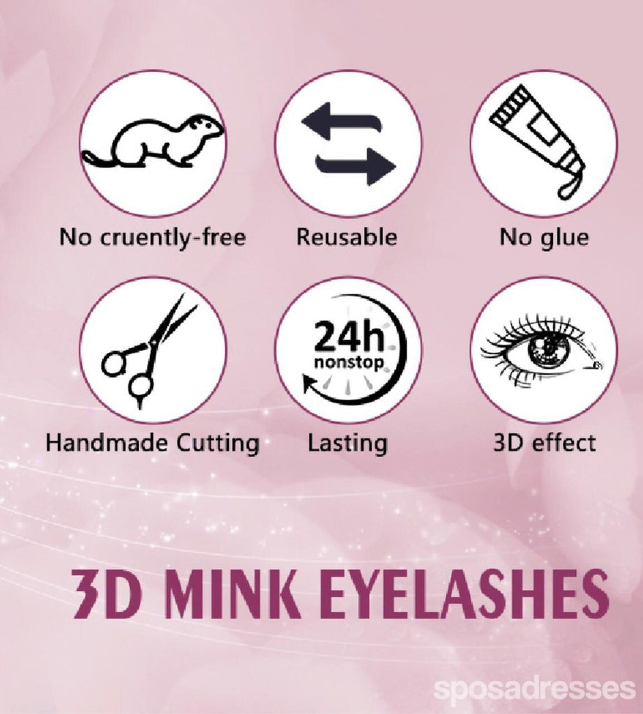 3D Mink Eyelashes, 3 Pairs Fake Eyelashes Natural Mink Lashes