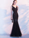 Schwarz Spitze Permaid Lange Abend Prom Dresses, Abend Party Prom Dresses, 12320