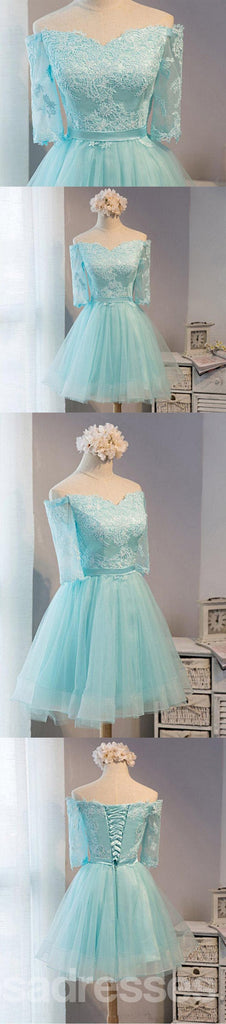 Manches longues à la Menthe Dentelle Tulle à Manches Homecoming Robes de Bal Abordables Partie Courte de Bal Sweet 16 Robes, Parfait Homecoming Robes de Cocktail, CM364