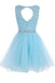 Sexy Abrir back Light Blue lace Tule baile vestidos de baile, CM0020