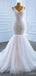 Unique V Neck Lace Mermaid Wedding Dresses, Cheap Wedding Gown, WD722