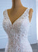 Unique V Neck Lace Mermaid Wedding Dresses, Cheap Wedding Gown, WD722